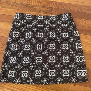 LOFT Brown and White Floral A-Line Skirt
